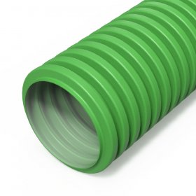 Труба гофрированная двустенная ПНД гибкая вентиляционная зеленая (RAL 6018) d90 мм (50м/уп) Промрукав
