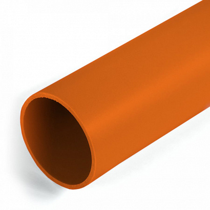 Труба жесткая ПВХ 2-х метровая легкая оранжевая d63 мм (10м/уп) Промрукав