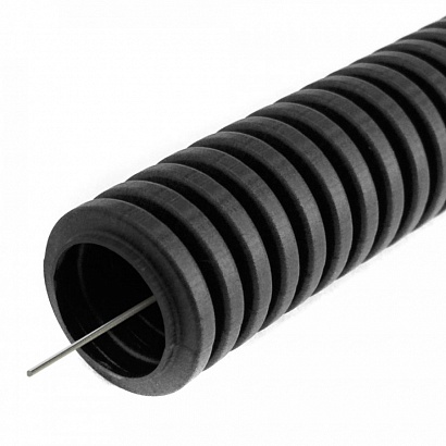 Труба гофрированная ПВХ легкая 350 Н черная с/з d20 мм (10м) Промрукав