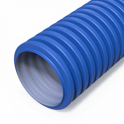 Труба гофрированная двустенная ПНД гибкая вентиляционная голубая (RAL 5012) d63 мм (50м/уп) Промрукав
