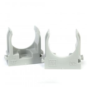 Крепеж-клипса для труб для прямого монтажа серая в гофроящике d25 мм (900шт/кор) Промрукав