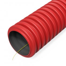 Труба гофрированная двустенная ПНД гибкая тип 750 (SN57) с/з красная d32 мм (150м/уп) Промрукав