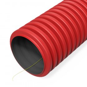 Труба гофрированная двустенная ПНД  гибкая тип 1250 (SN33) с/з красная d90 мм (50 м/уп) Промрукав