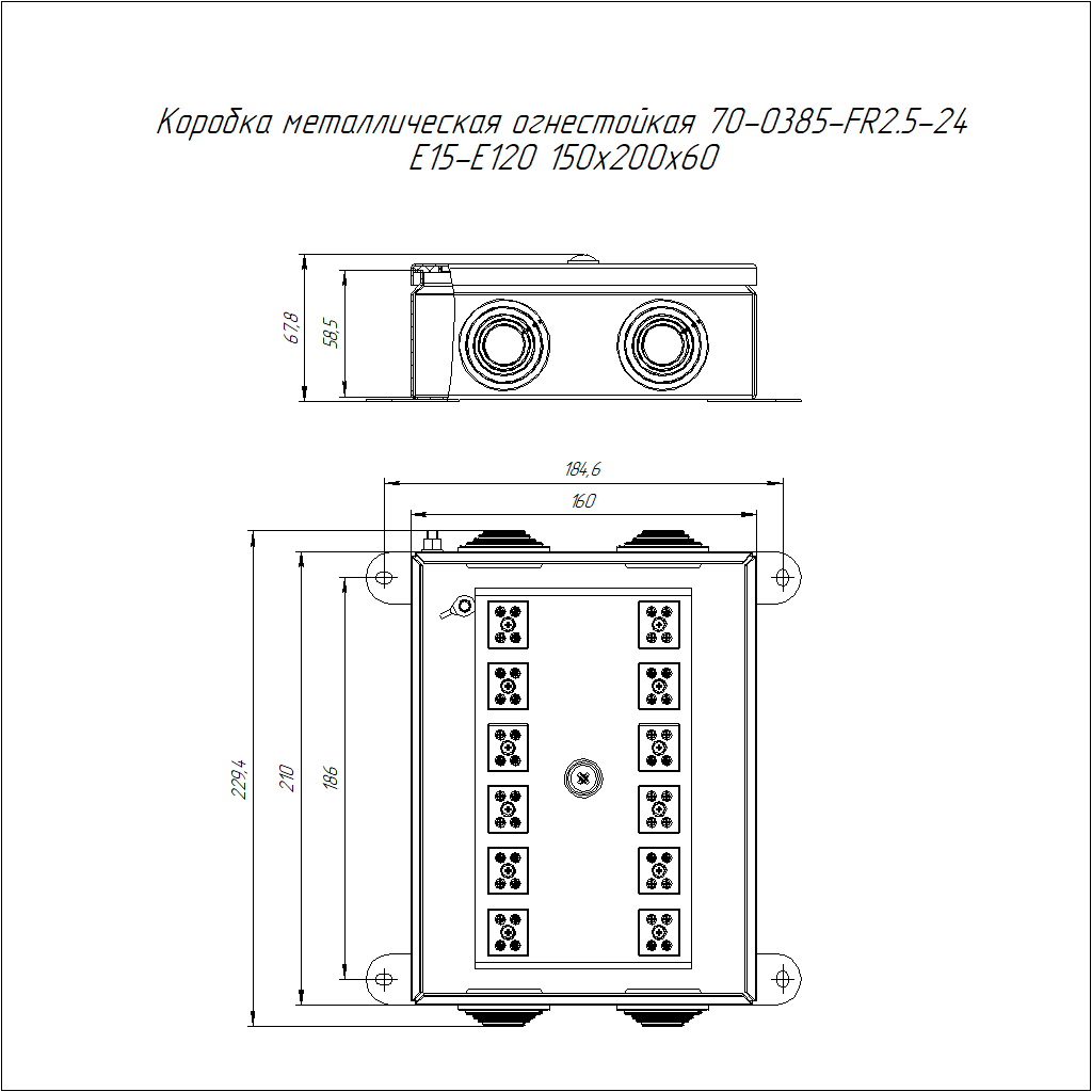 Коробка металлическая огнестойкая 70-0385-FR2.5-24 E15-E120 RAL2003 150x200x60 (6 шт/кор) Промрукав