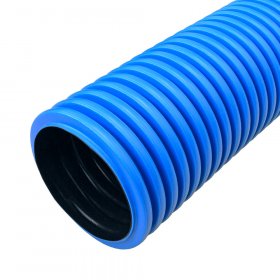 Труба гофрированная двустенная ПНД жесткая тип 750 (SN19) синяя д90 6м (36м/уп) Промрукав