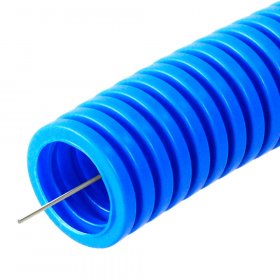 Труба гофрированная ПП лёгкая 350 Н негорючая (НГ) синяя d25 мм (25м/уп) Промрукав