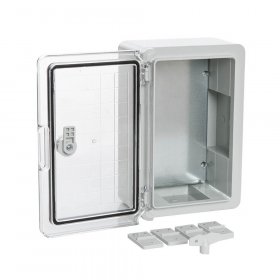 Корпус пластиковый с монтажной панелью ЩМП IP65 прозрачная дверь 300х200х130 Промрукав
