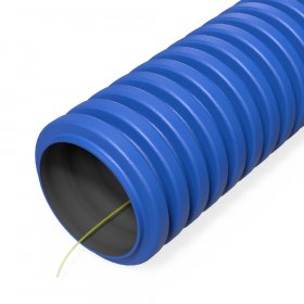 Труба гофрированная двустенная ПНД гибкая тип 750 (SN57) с/з синяя d32 мм (50м/уп) Промрукав