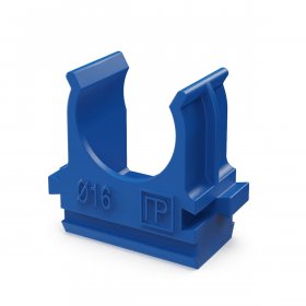 Крепёж-клипса для труб АБС-пластик синяя d16 мм в малой упаковке (10шт/1000шт уп/кор) Промрукав