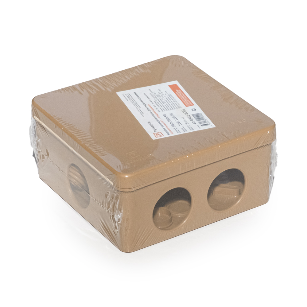 Коробка распределительная 40-0302-8001 для прямого монтажа безгалогенная (HF) бук 100х100х50 (60шт/кор) Промрукав