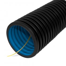 Труба гофрированная двустенная ПНД гибкая тип 450 (SN29) стойкая к ультрафиолету не распространяющая горение с/з черная d40 мм (100м/уп) Промрукав