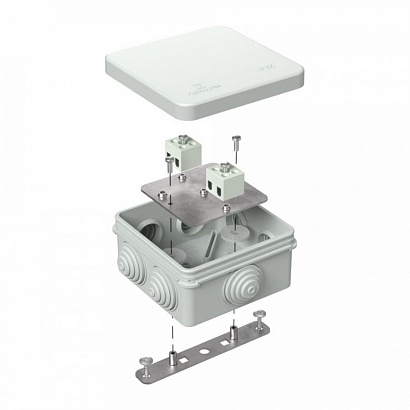 Коробка огнестойкая для о/п 40-0210-FR1.5-4 Е15-Е120 RAL7035 80х80х40 (44 шт/кор) Промрукав