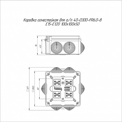 Коробка огнестойкая для о/п 40-0300-FR6.0-8 Е15-Е120 RAL2003 100х100х50 (14 шт/кор) Промрукав