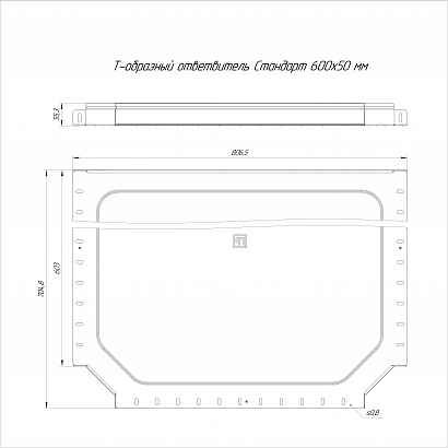 Ответвитель Т-образный Стандарт INOX (AISI 304) 600х50 (0,8 мм) Промрукав