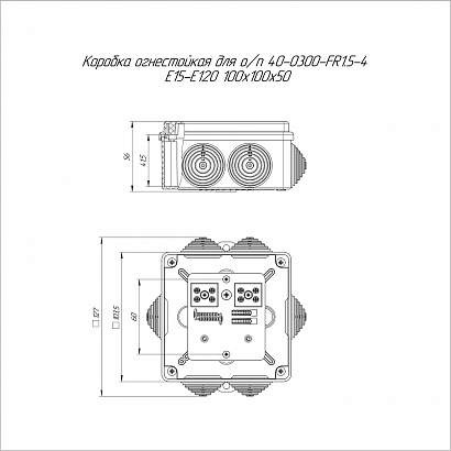 Коробка огнестойкая для о/п 40-0300-FR1.5-4 Е15-Е120 RAL7035 100х100х50 (14 шт/кор) Промрукав