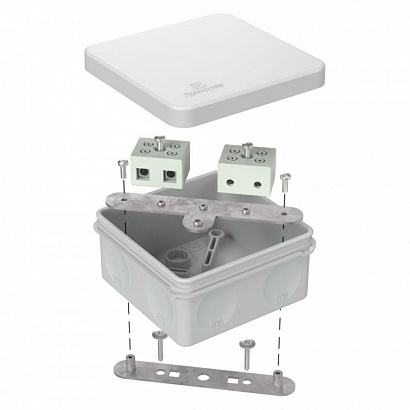 Коробка огнестойкая для о/п двухкомпонентная 60-0210-FR10.0-4 Е15-Е120 RAL7035 80х80х40 Промрукав
