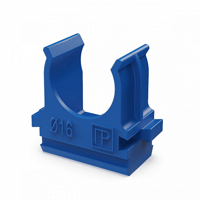 Крепёж-клипса для труб АБС-пластик синяя d16 мм (100шт/2000шт уп/кор) Промрукав