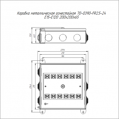 Коробка металлическая огнестойкая 70-0390-FR2.5-24 E15-E120 RAL2003 200x200x65 (4 шт/кор) Промрукав