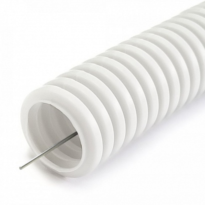 Труба гофрированная ПЛЛ легкая безгалогенная (HF) негорючая (НГ) белая с/з d16 мм (100м/5500м уп/пал) Промрукав