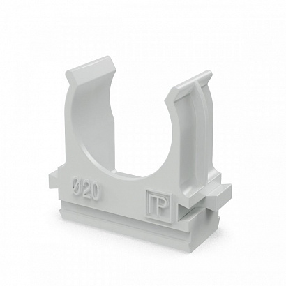 Крепеж-клипса для труб АБС-пластик в карт d20 мм (150шт/1500шт уп/кор) Промрукав
