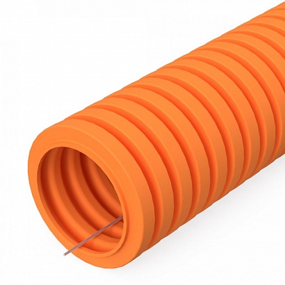 Труба гофрированная ПВХ легкая 350 Н оранжевая с/з d63 мм (15 м/360 м уп/пал) Промрукав