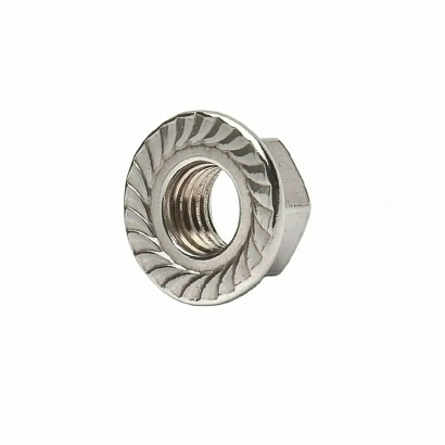 Гайка с насечкой, препятствующей откручиванию М5 (DIN 6923) (100 шт/уп) INOX Промрукав