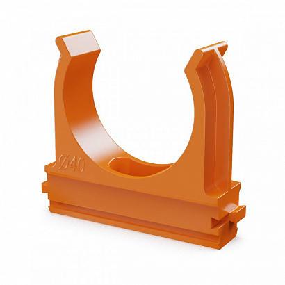 Крепёж-клипса для труб АБС-пластик оранжевая d40 мм (15шт/300шт уп/кор) Промрукав