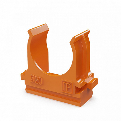 Крепёж-клипса для труб АБС-пластик оранжевая d20 мм в малой упаковке (10шт/1000шт уп/кор) Промрукав