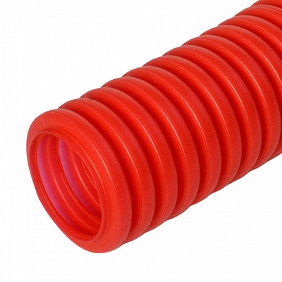 Труба гофрированная ПНД защитная для МПТ (пешель) красная d16/10,7 мм (100м/5500м уп/пал) Промрукав