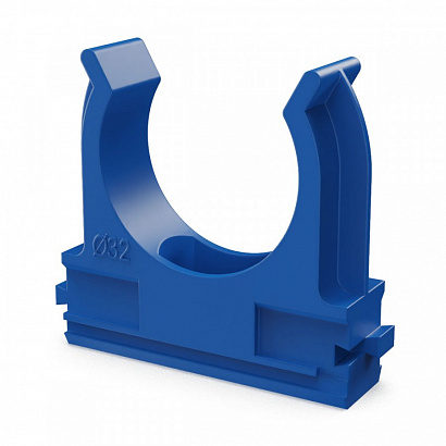 Крепёж-клипса для труб АБС-пластик синяя d32 мм (25шт/500шт уп/кор) Промрукав