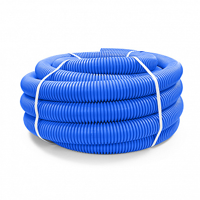 Труба гофрированная ПНД защитная для МПТ (пешель) синяя d63/50,6 мм (15м/360м уп/пал) Промрукав