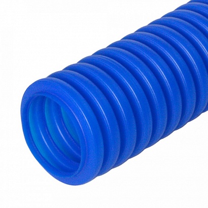 Труба гофрированная ПНД защитная для МПТ (пешель) синяя d63/50,6 мм (15м/360м уп/пал) Промрукав
